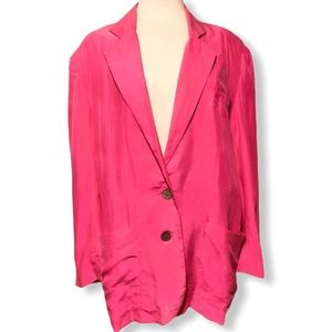 Vintage Express Blazer 100% Silk Hot Pink XS